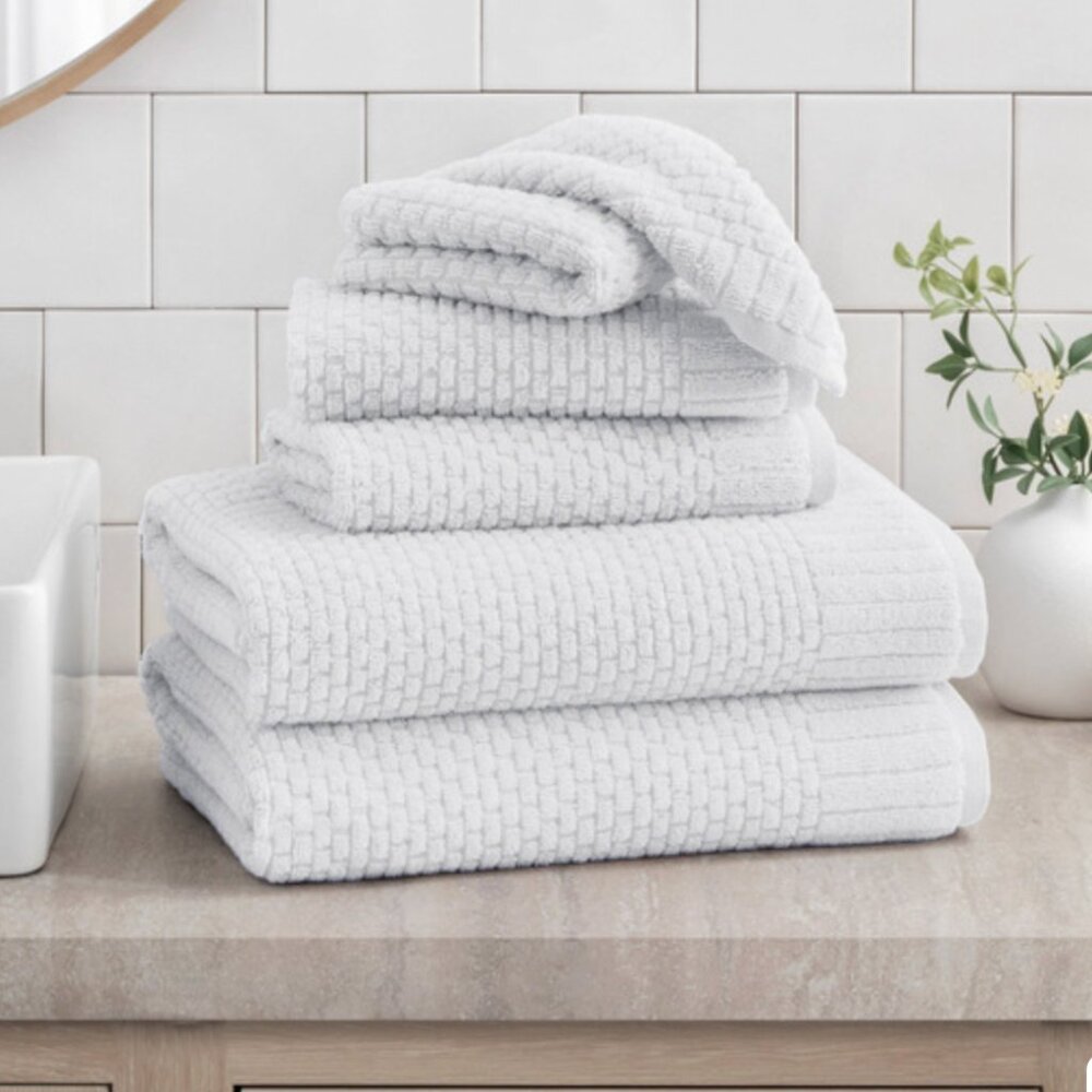 WelHome Textured Towels - 6-piece Set in White